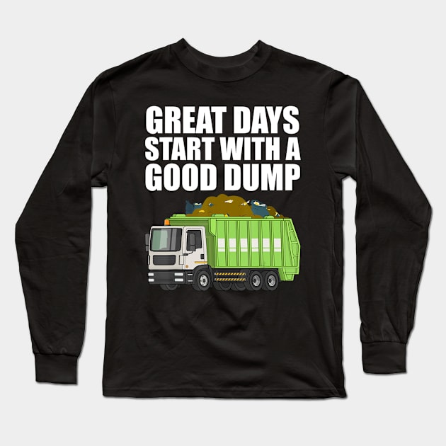 Garbage Truck Art For Toddler Boys Garbage Man Garbage Truck Long Sleeve T-Shirt by Jayden Forster